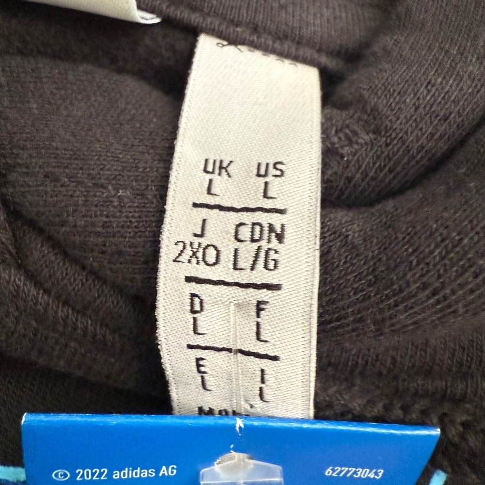 Adidas Originals Mens Trefoil Graphic Hoodie Black Blue Teal Pullover L‎ HI2974 - Picture 2 of 10